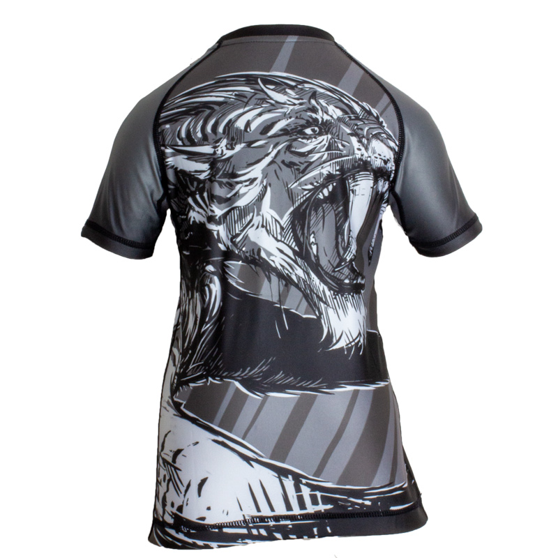 Download Kids BJJ Rash Guard - Black and White Sabertooth | eBay